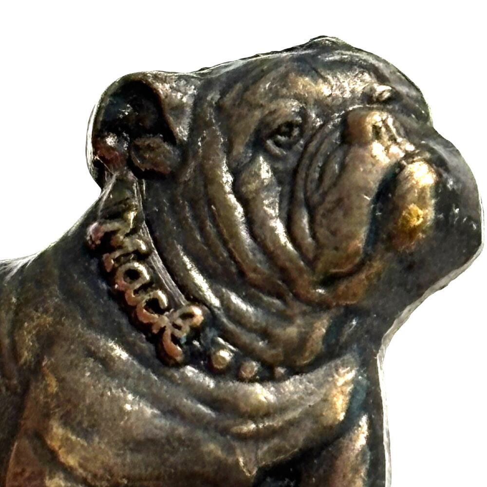 Vintage men's cufflinks Mack Truck brass bulldogs bronze goldtone etched metal